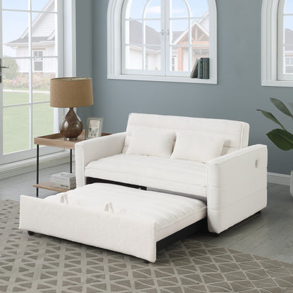 Divano letto trasformabile in divano a due posti beige Boucle