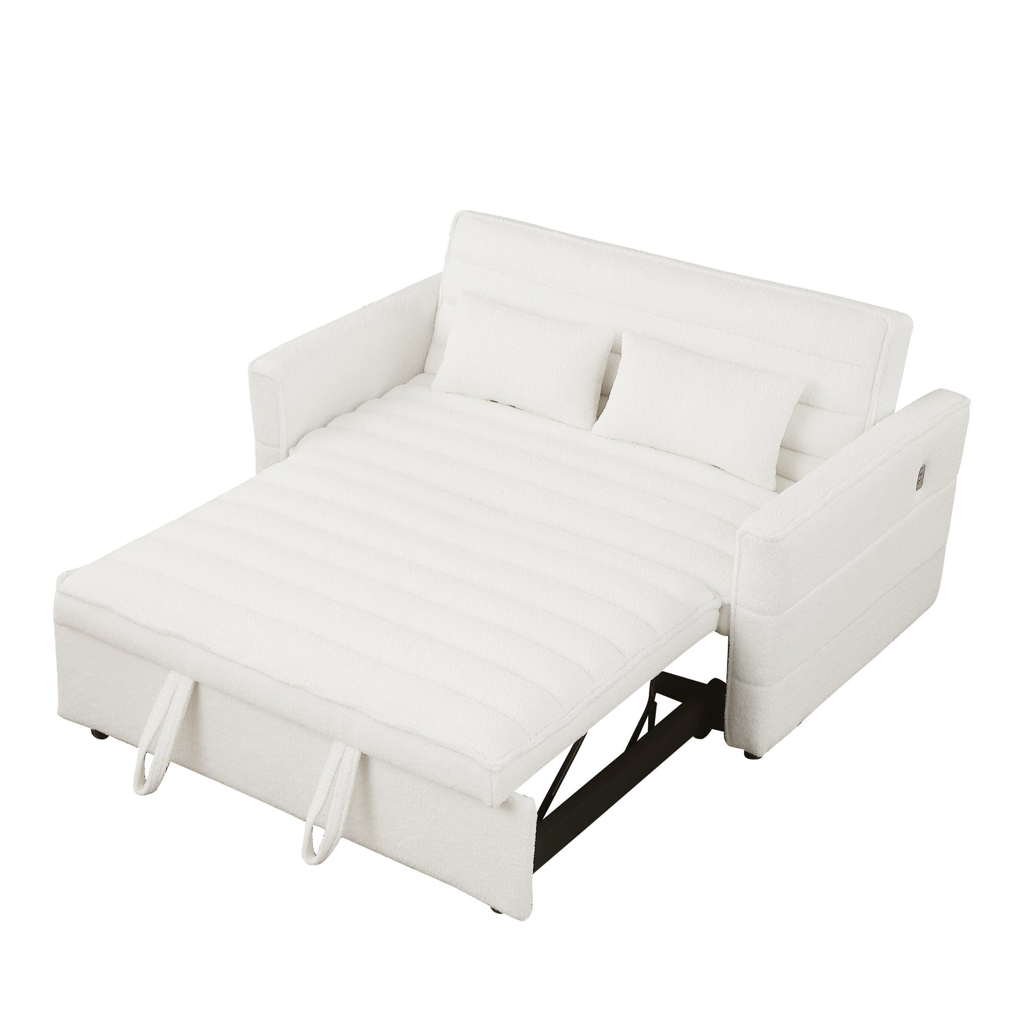 Divano letto trasformabile in divano a due posti beige Boucle