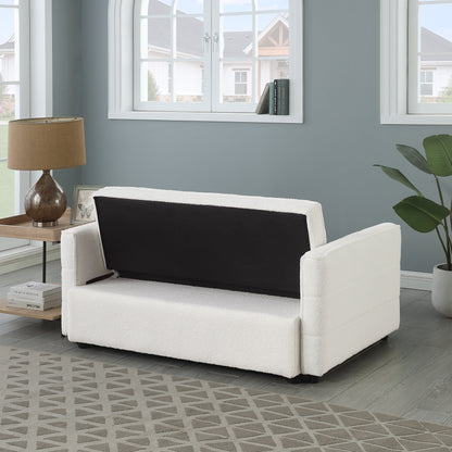 Divano letto trasformabile in divano a due posti beige Boucle