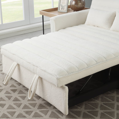 Divano letto trasformabile in divano a due posti beige Boucle