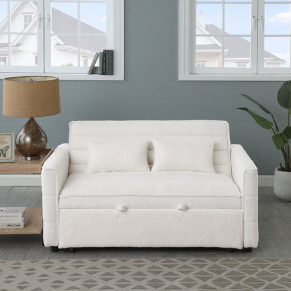 Divano letto trasformabile in divano a due posti beige Boucle