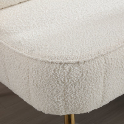 Divano a due posti in boucle beige con struttura in metallo