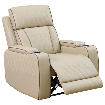 Set di divani reclinabili da soggiorno in pelle traspirante beige da 3 pezzi