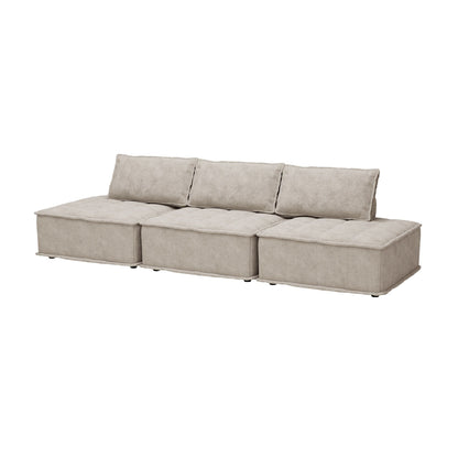 Set di divani modulari in ciniglia beige da 3 pezzi