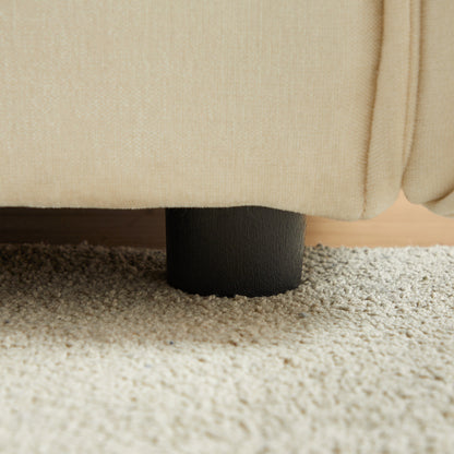 Divano a 3 posti in ciniglia beige con cuscini extra