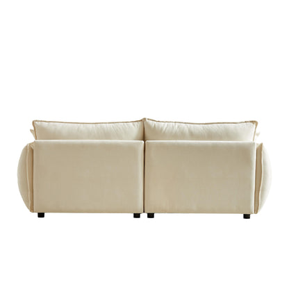 Divano a 3 posti in ciniglia beige con cuscini extra