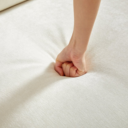 Divano a 3 posti in ciniglia beige con cuscini extra