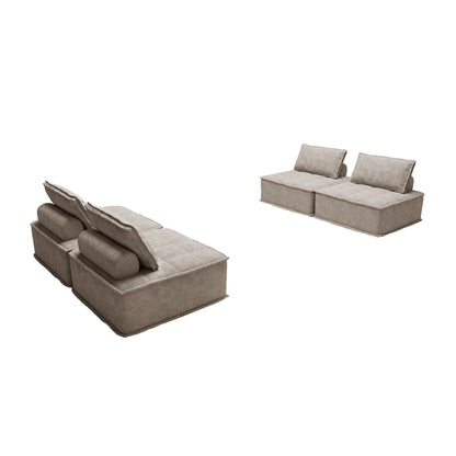 Set di divani modulari in ciniglia beige da 4 pezzi