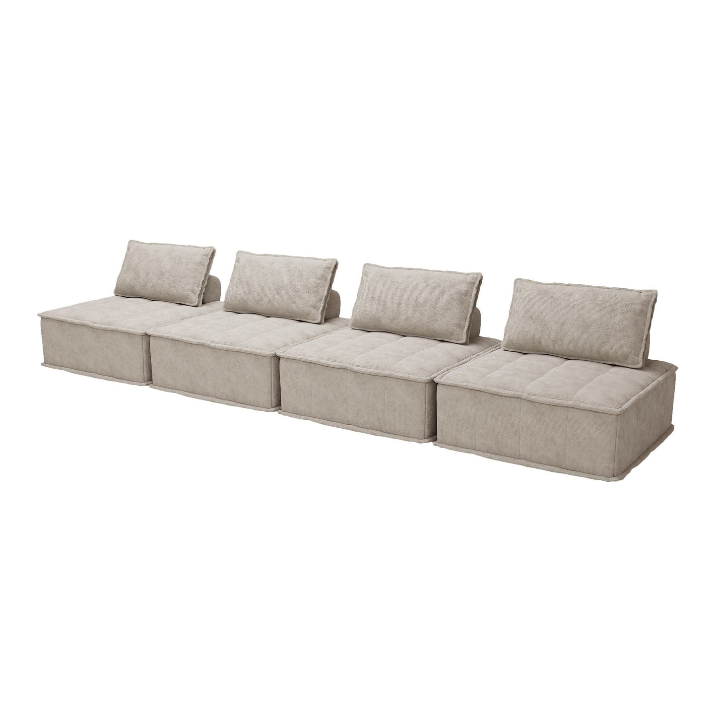 Set di divani modulari in ciniglia beige da 4 pezzi