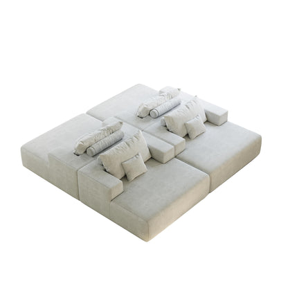 Divano letto singolo in ciniglia beige con cuscino per schienale