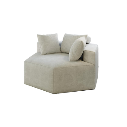 Divano letto singolo in ciniglia beige con cuscino per schienale
