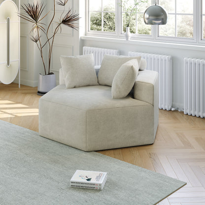 Divano letto singolo in ciniglia beige con cuscino per schienale