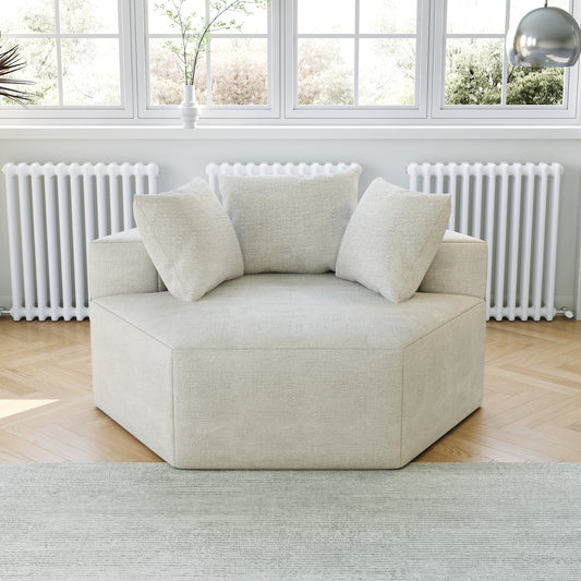 Divano letto singolo in ciniglia beige con cuscino per schienale