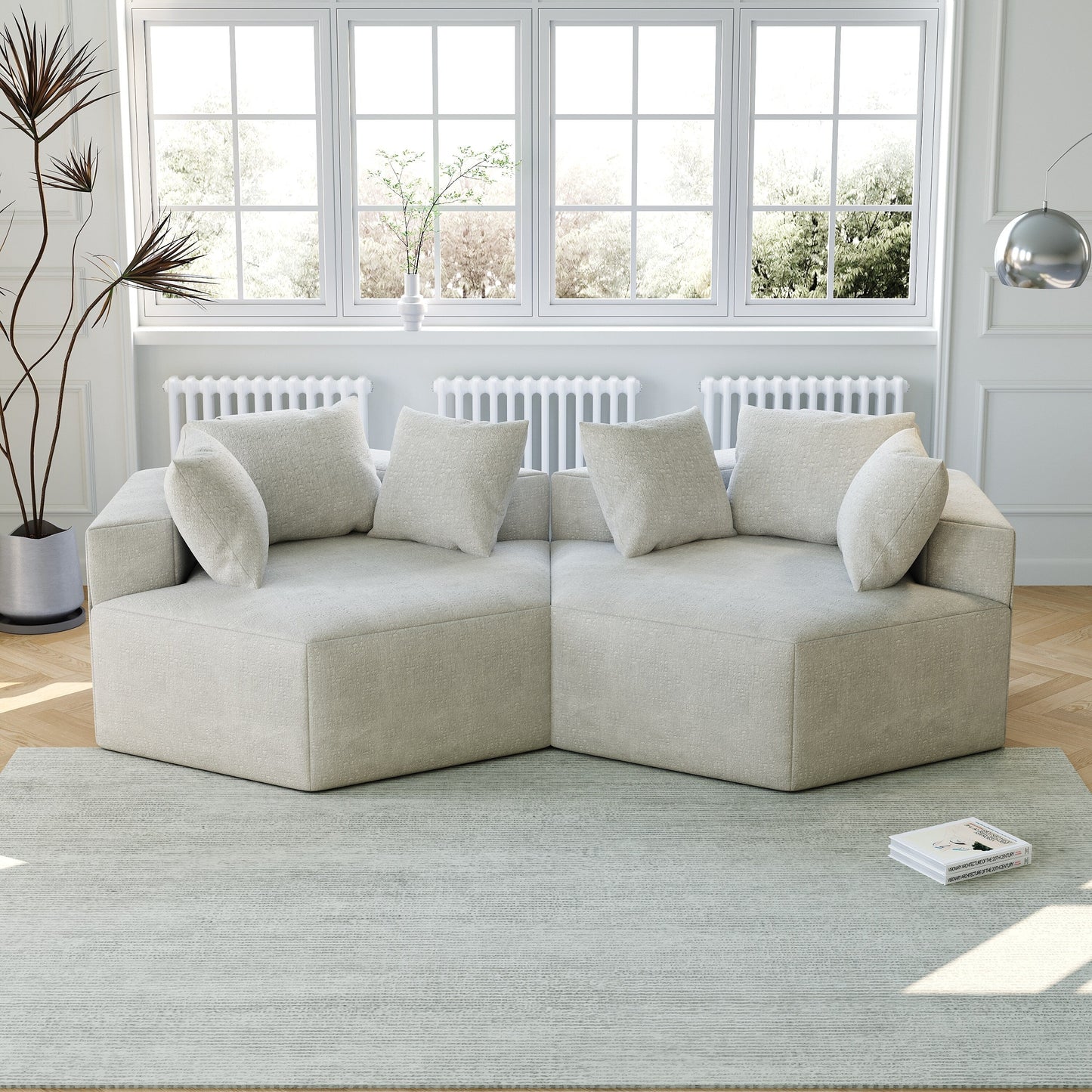 Divano letto singolo in ciniglia beige con cuscino per schienale
