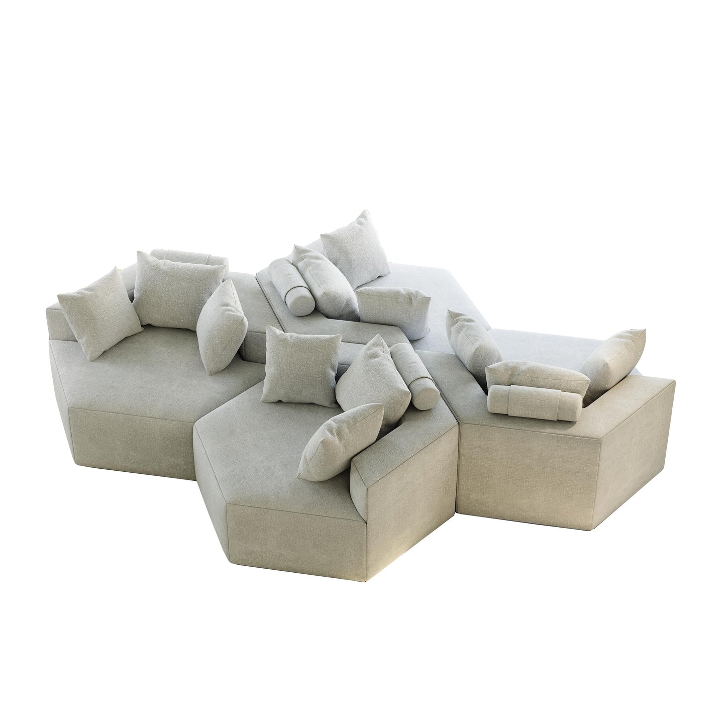 Divano letto singolo in ciniglia beige con cuscino per schienale