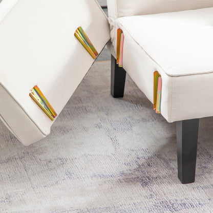 Divano letto futon beige convertibile a 3 posti con gambe in legno