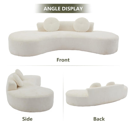 Divano a nuvola in velluto a coste beige con cuscini