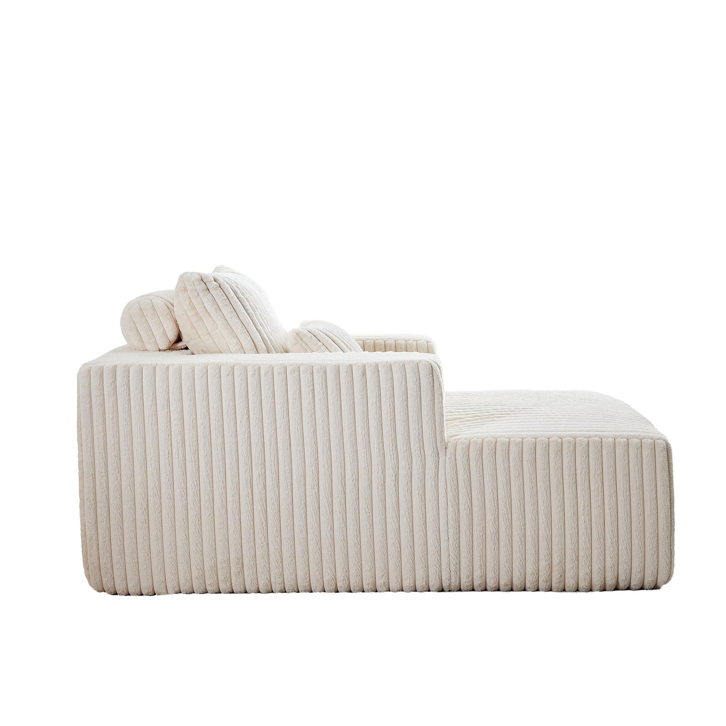 Poltrona in velluto a coste beige con 2 cuscini