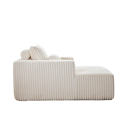 Poltrona in velluto a coste beige con 2 cuscini