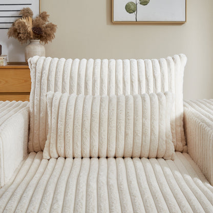 Poltrona in velluto a coste beige con 2 cuscini