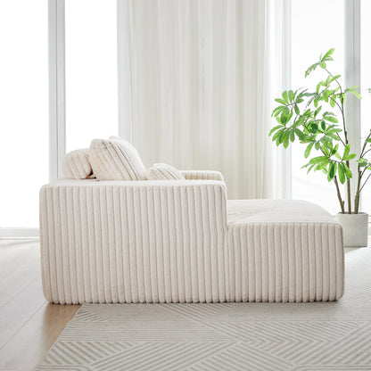 Poltrona in velluto a coste beige con 2 cuscini