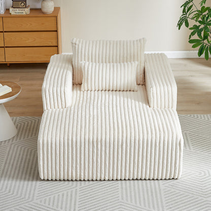 Poltrona in velluto a coste beige con 2 cuscini