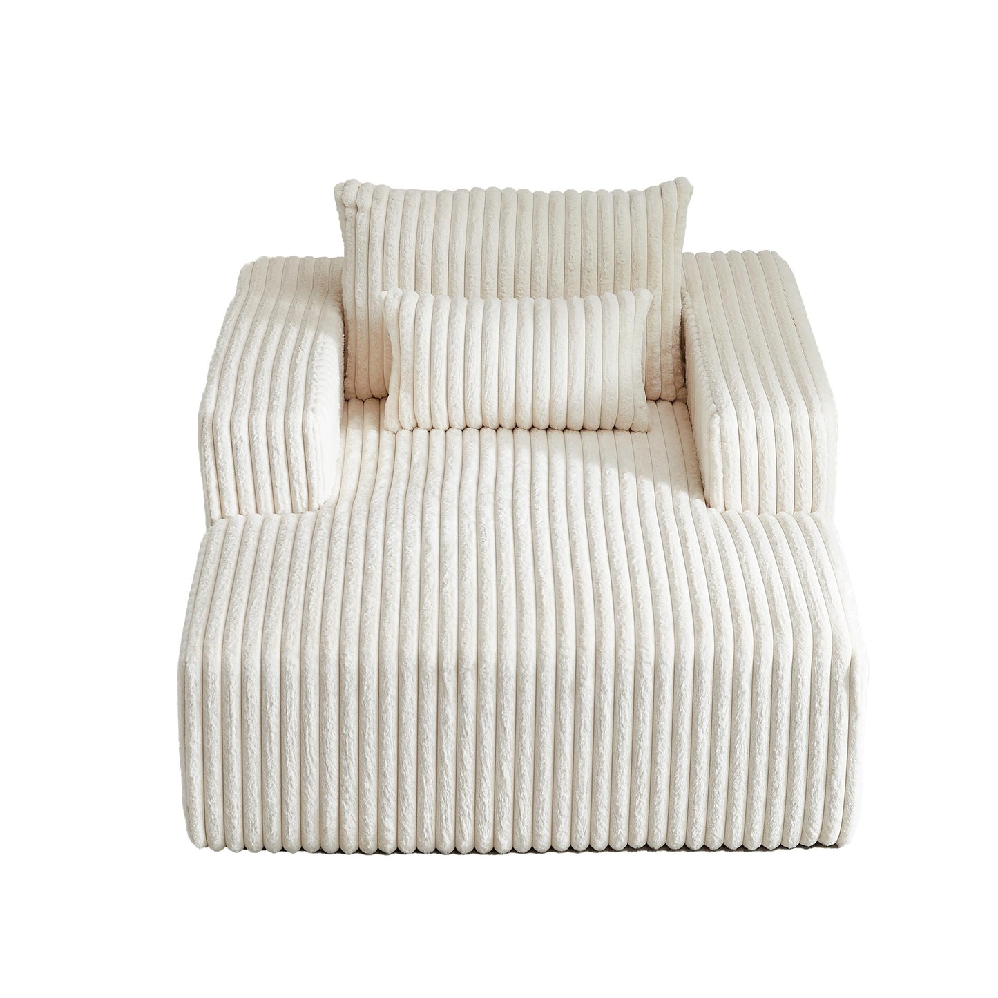 Poltrona in velluto a coste beige con 2 cuscini