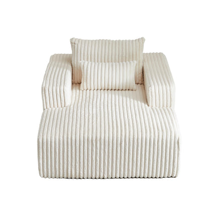 Poltrona in velluto a coste beige con 2 cuscini