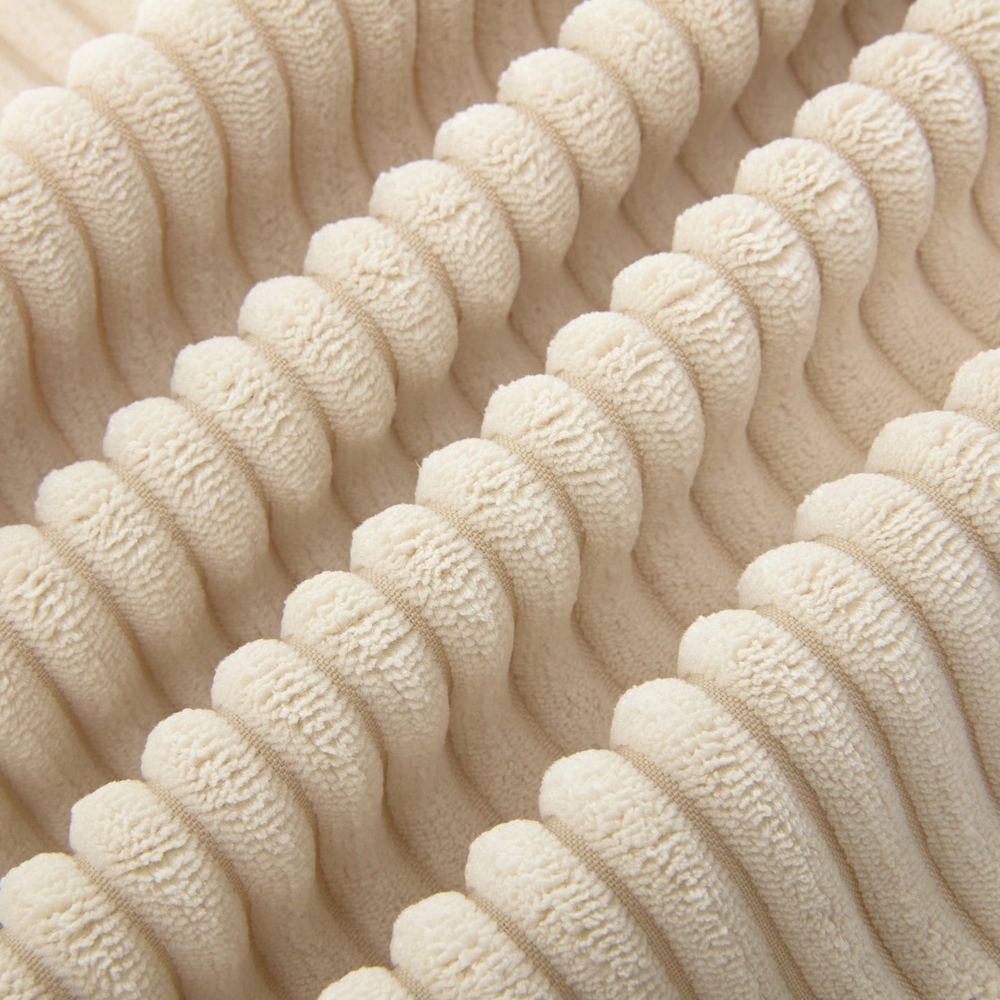 Divano a 3 posti rivestito in velluto a coste beige con cuscini rimovibili