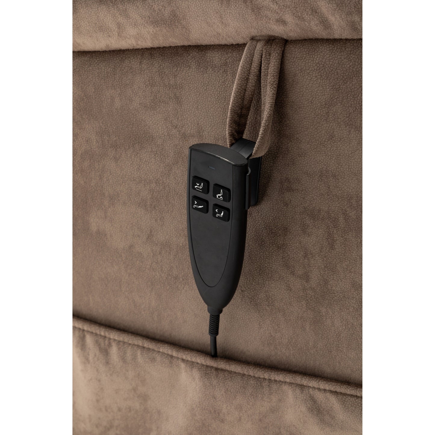 Poltrona reclinabile elettrica beige per anziani con reclinazione completa di 180°, motore OKIN, seduta ampia e tasche laterali