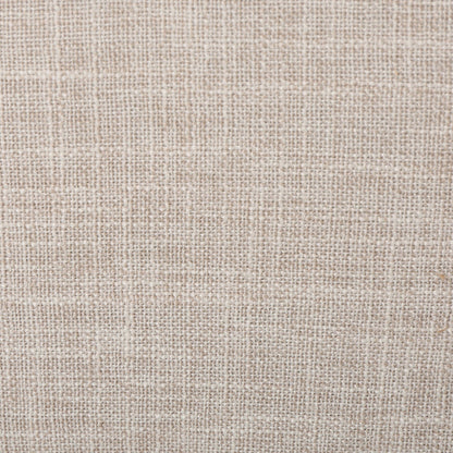 Poltrona reclinabile imbottita Mid-Century in tessuto beige con poggiapiedi, schienale con bottoni trapuntati, gambe in legno di faggio