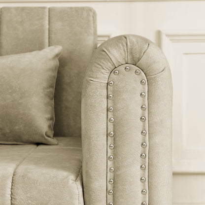 Divano letto estraibile in schiuma beige a 3 posti con cassetti