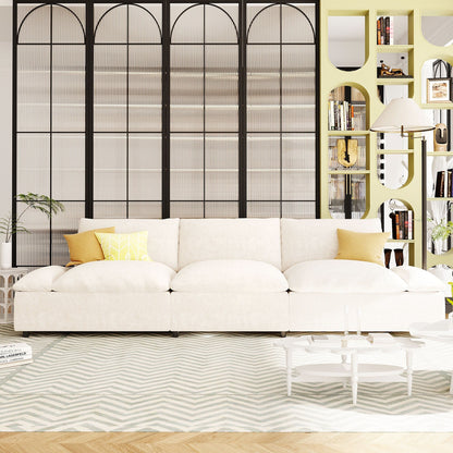 Divano beige a 3 posti in poliestere con contenitori