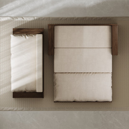 Divano letto trasformabile beige con contenitore