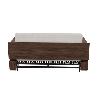 Divano letto trasformabile beige con contenitore