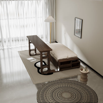 Divano letto trasformabile beige con contenitore