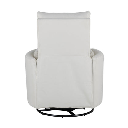 Poltrona reclinabile manuale beige con rotazione a 360° e schienale regolabile, include due cuscini rimovibili