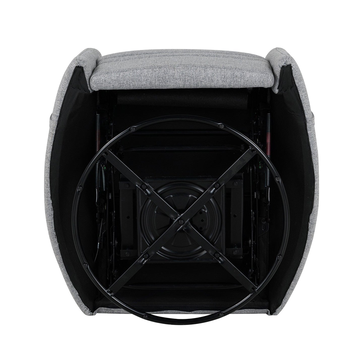 Poltrona reclinabile manuale beige con rotazione a 360° e schienale regolabile, include due cuscini rimovibili