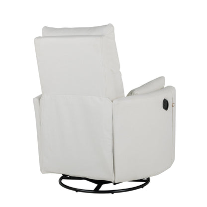 Poltrona reclinabile manuale beige con rotazione a 360° e schienale regolabile, perfetta con due cuscini rimovibili