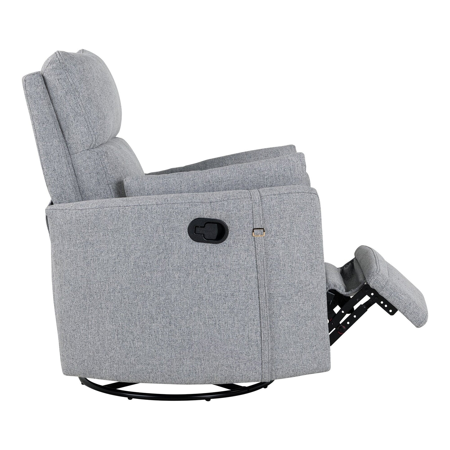 Poltrona reclinabile manuale beige con schienale girevole a 360° e regolabile, include due cuscini rimovibili