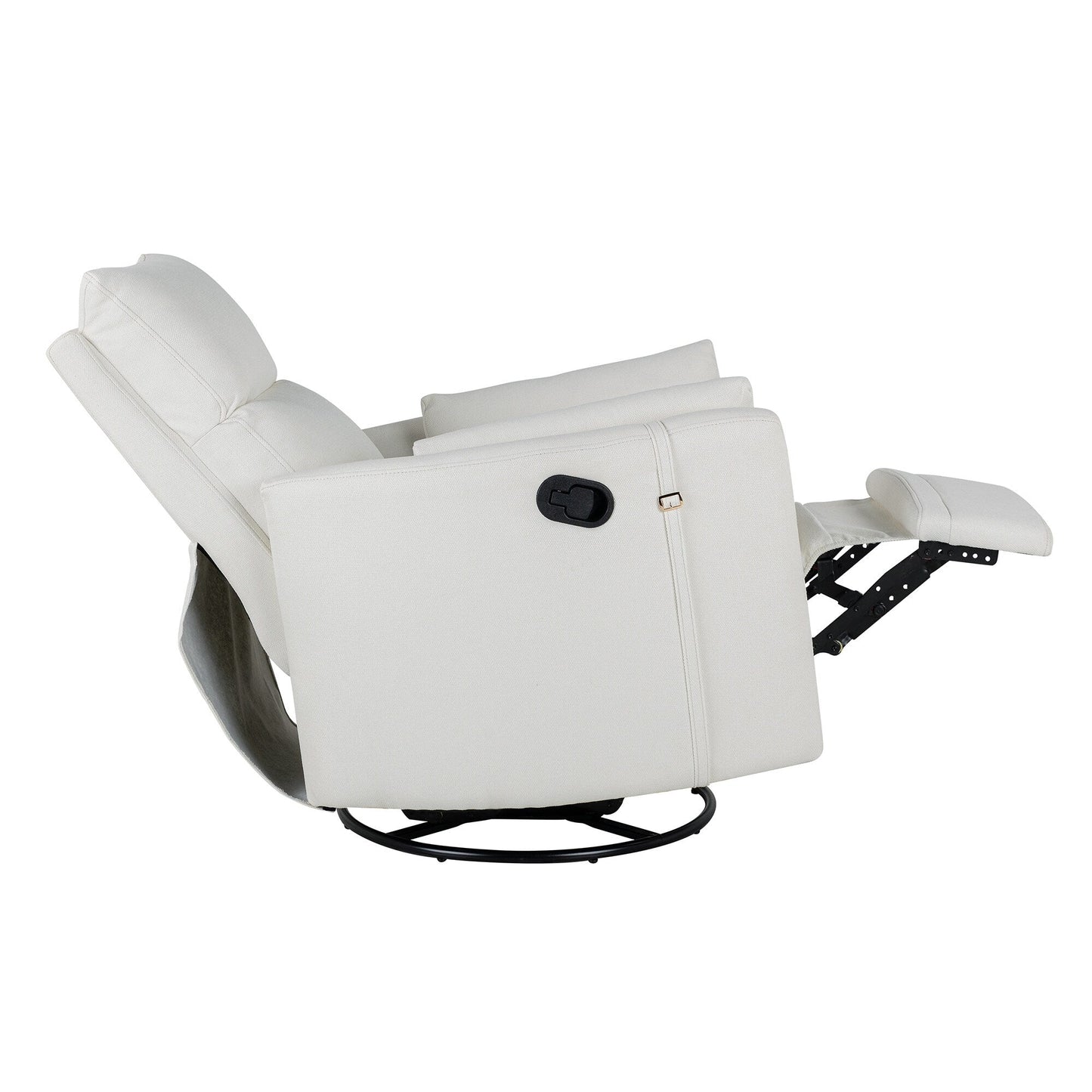 Poltrona reclinabile manuale beige con schienale girevole a 360° e regolabile, include due cuscini rimovibili