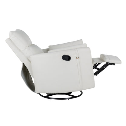 Poltrona reclinabile manuale beige con schienale girevole a 360° e regolabile, include due cuscini rimovibili