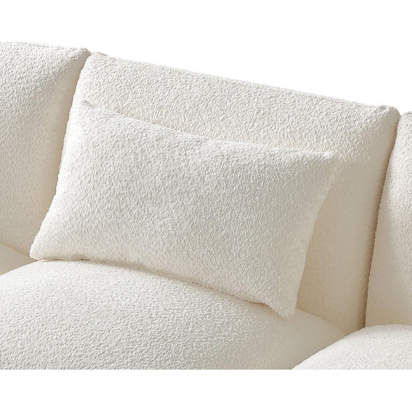 Divano a 3 posti imbottito in bouclé beige Mid Century Modern 102.36 con cuscini per soggiorno