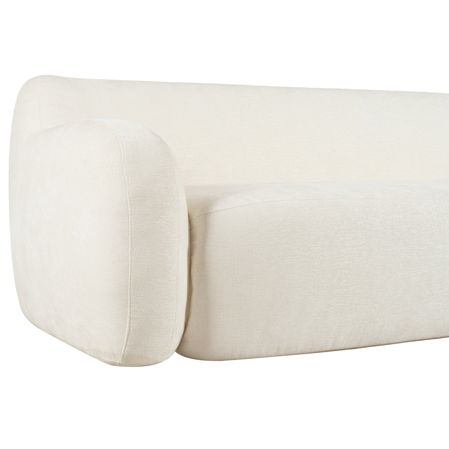 Divano minimalista beige a 3 posti con imbottitura in schiuma ad alta densità