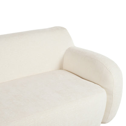 Divano minimalista beige a 3 posti con imbottitura in schiuma ad alta densità