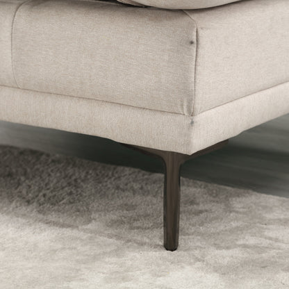 Divano a due posti in lino beige moderno 102.36 con braccioli regolabili e cuscini trapuntati per soggiorno