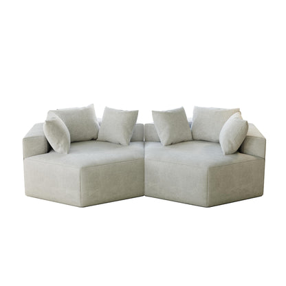 Divano letto singolo moderno beige da 54 pollici in ciniglia e spugna con cuscino per schienale per soggiorno