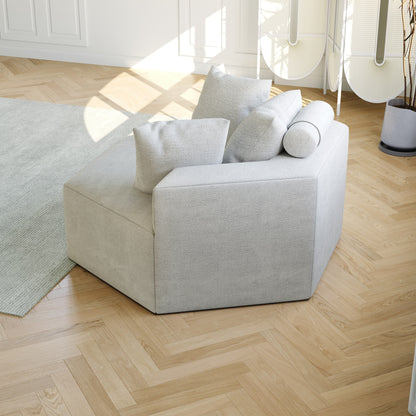 Divano letto singolo moderno beige da 54 pollici in ciniglia e spugna con cuscino per schienale per soggiorno