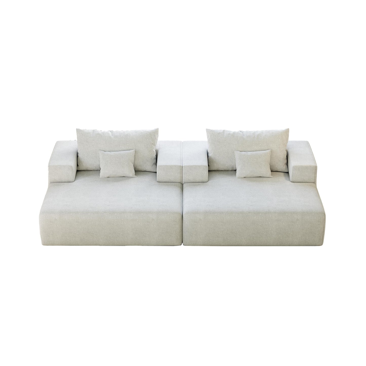 Divano letto singolo moderno beige da 55 pollici in ciniglia e spugna con cuscino per schienale per soggiorno