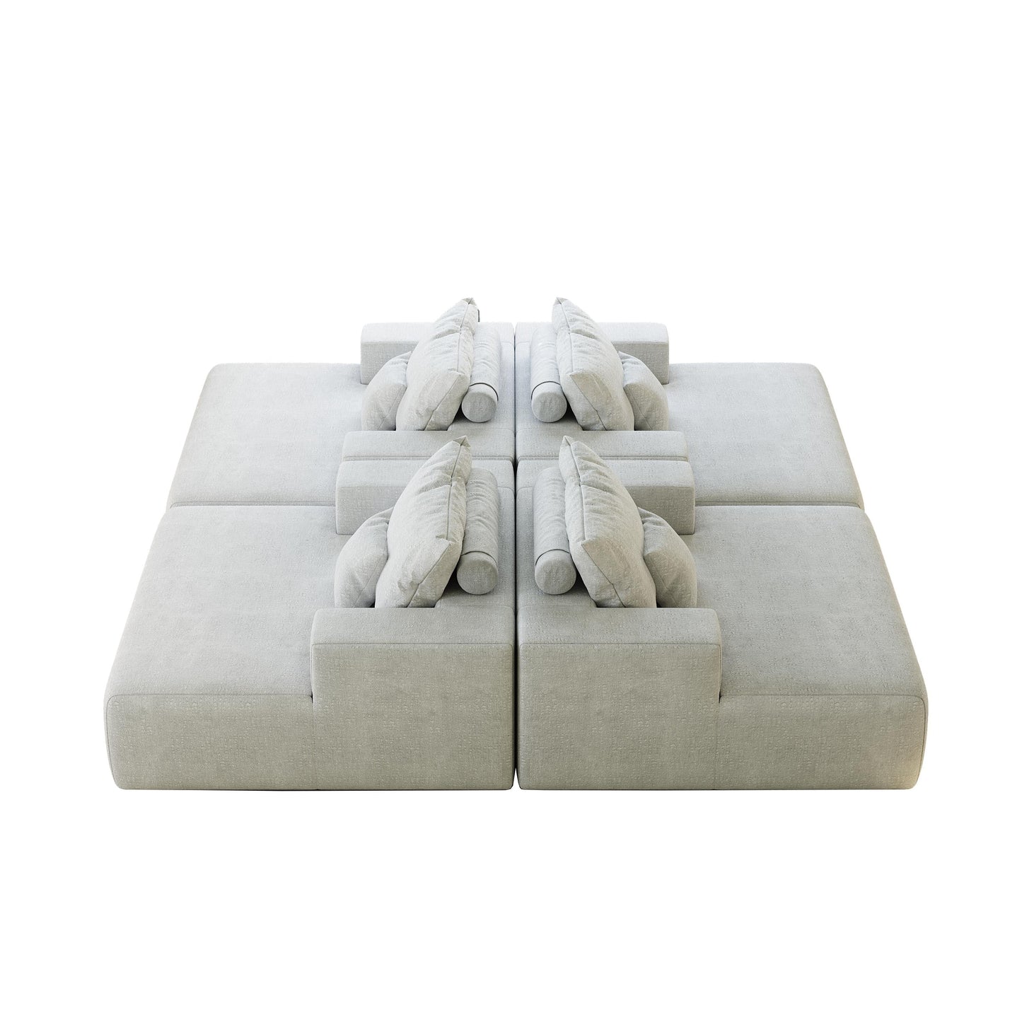 Divano letto singolo moderno beige da 55 pollici in ciniglia e spugna con cuscino per schienale per soggiorno